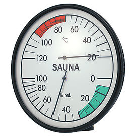 Metal Case Steam Sauna Room Temperature And Humidity Monitor 160mm Diameter